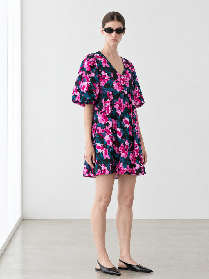 DENTON PUFF SLEEVE BABY DOLL DRESS
