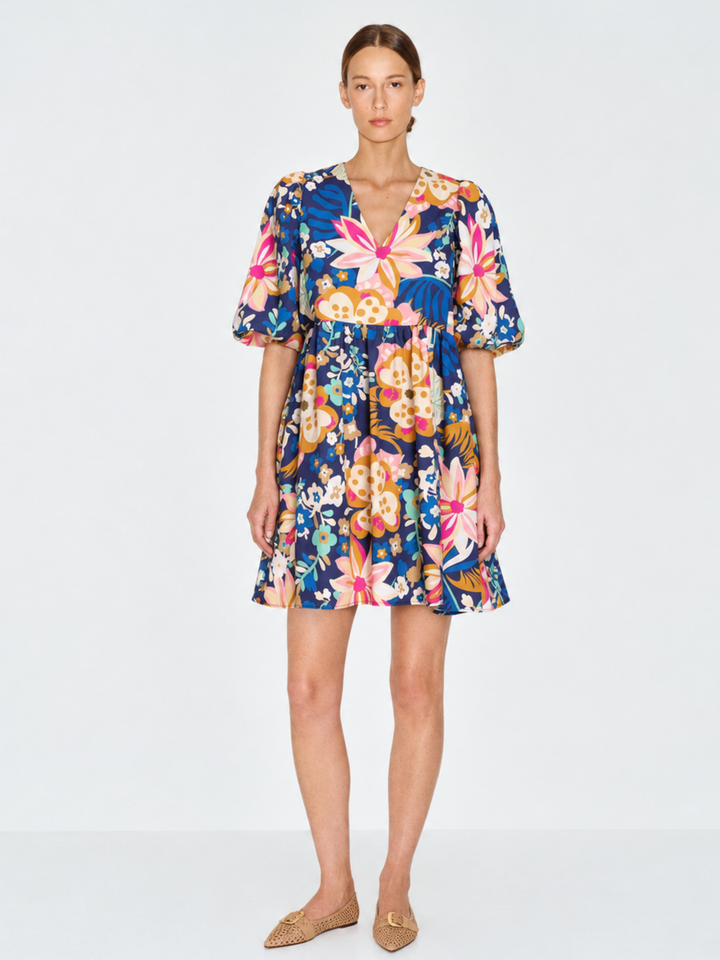 DENTON PUFF SLEEVE BABY DOLL DRESS
