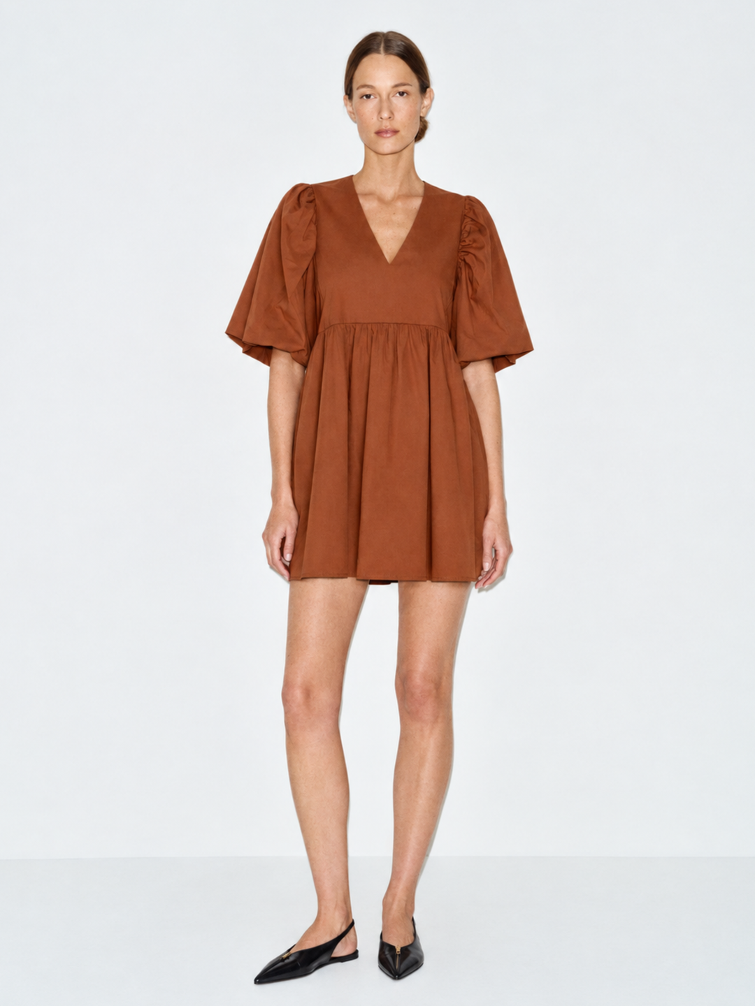 DENTON PUFF SLEEVE BABY DOLL DRESS