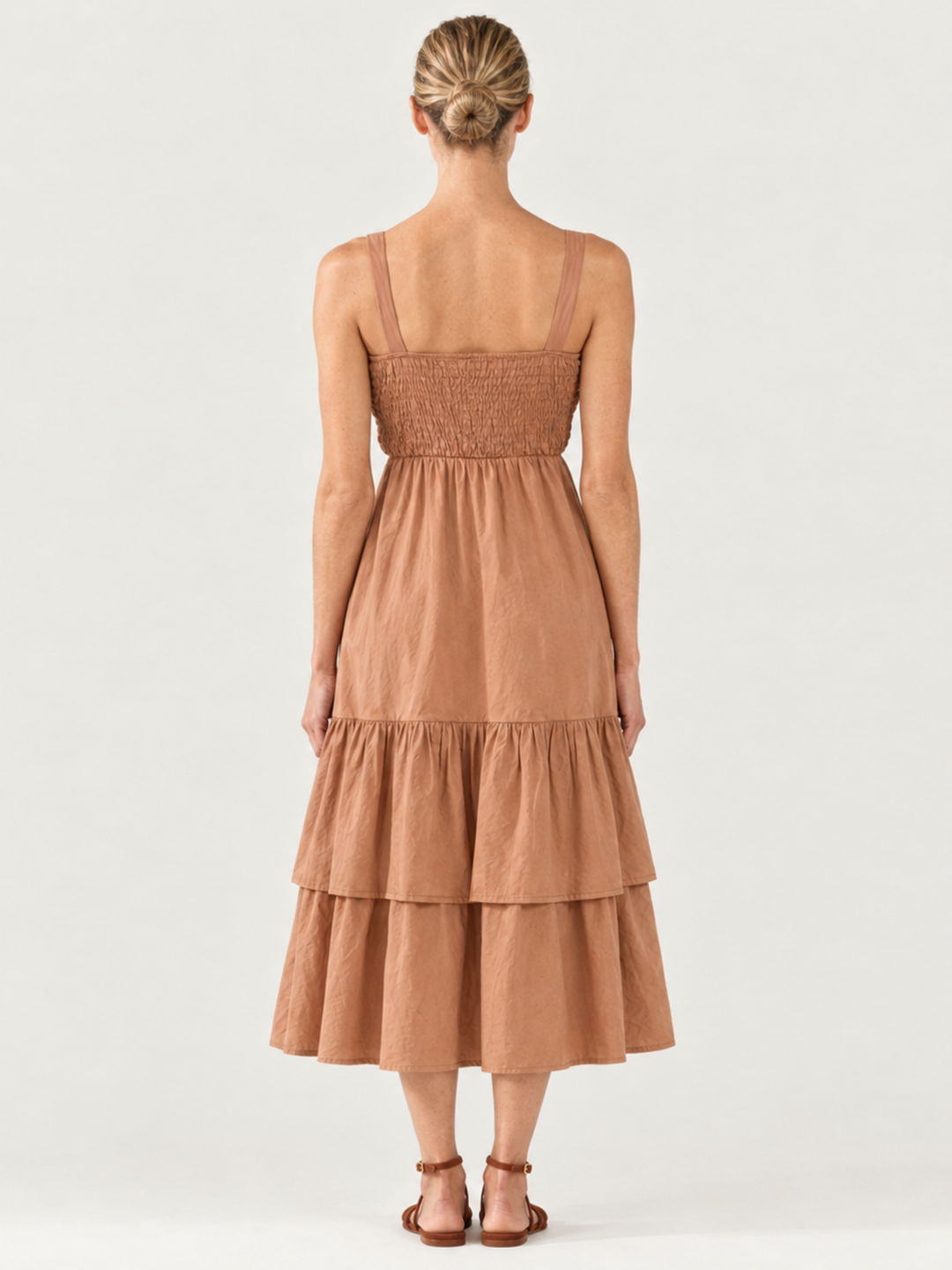 Fabiana Tiered Ruffle Midi Dress – Sleeveless Cotton Sundress
