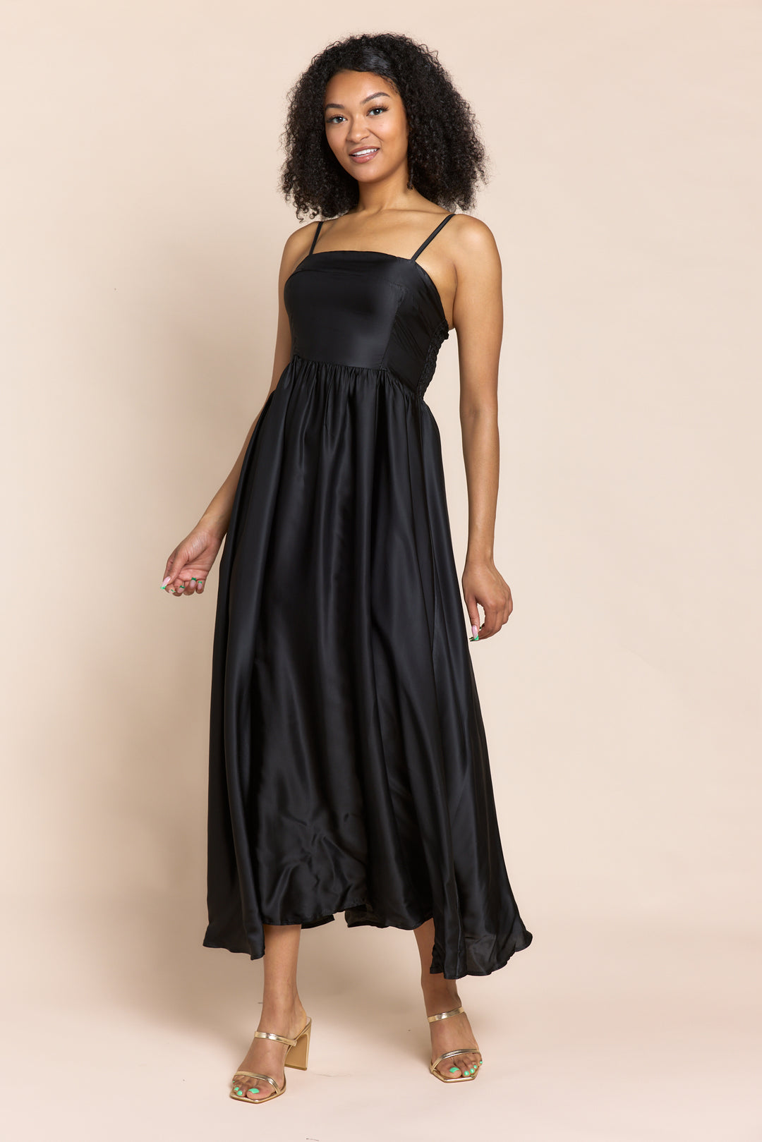 ARABELLA LUSTROUS ITALIAN SATIN EMPIRE-WAIST MAXI DRESS Shop-Sofia ARABELLA LUSTROUS ITALIAN SATIN EMPIRE-WAIST MAXI DRESS Shop-Sofia