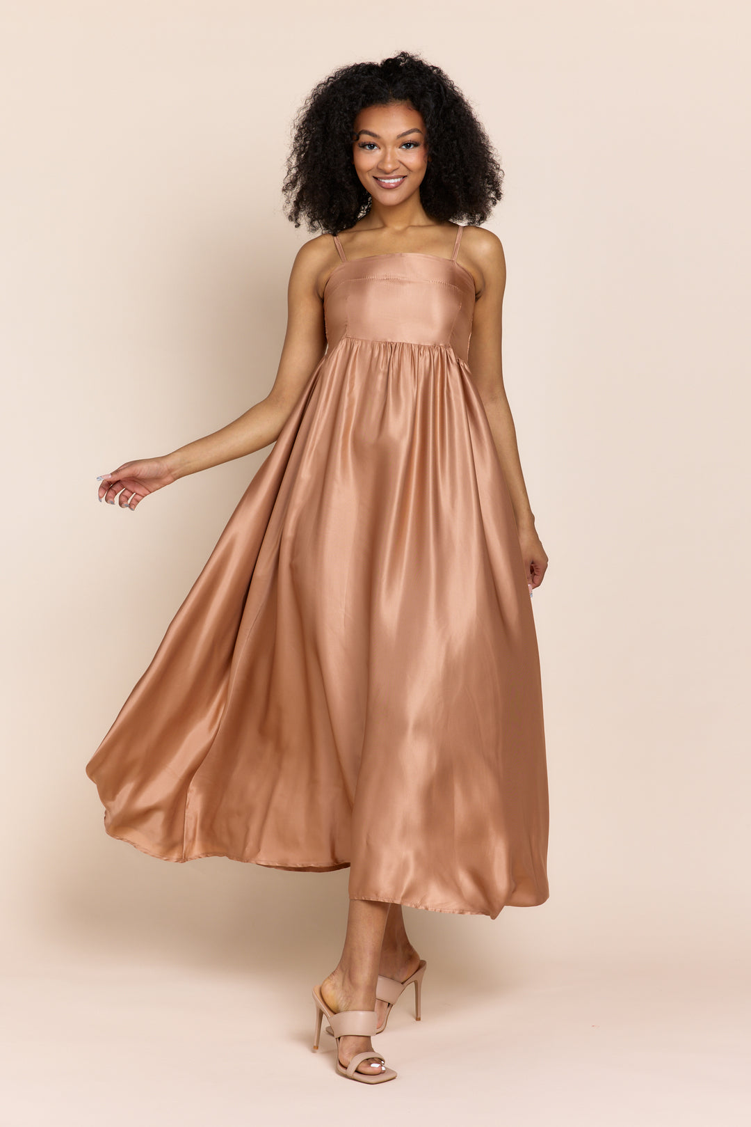 ARABELLA LUSTROUS ITALIAN SATIN EMPIRE-WAIST MAXI DRESS Shop-Sofia ARABELLA LUSTROUS ITALIAN SATIN EMPIRE-WAIST MAXI DRESS Shop-Sofia