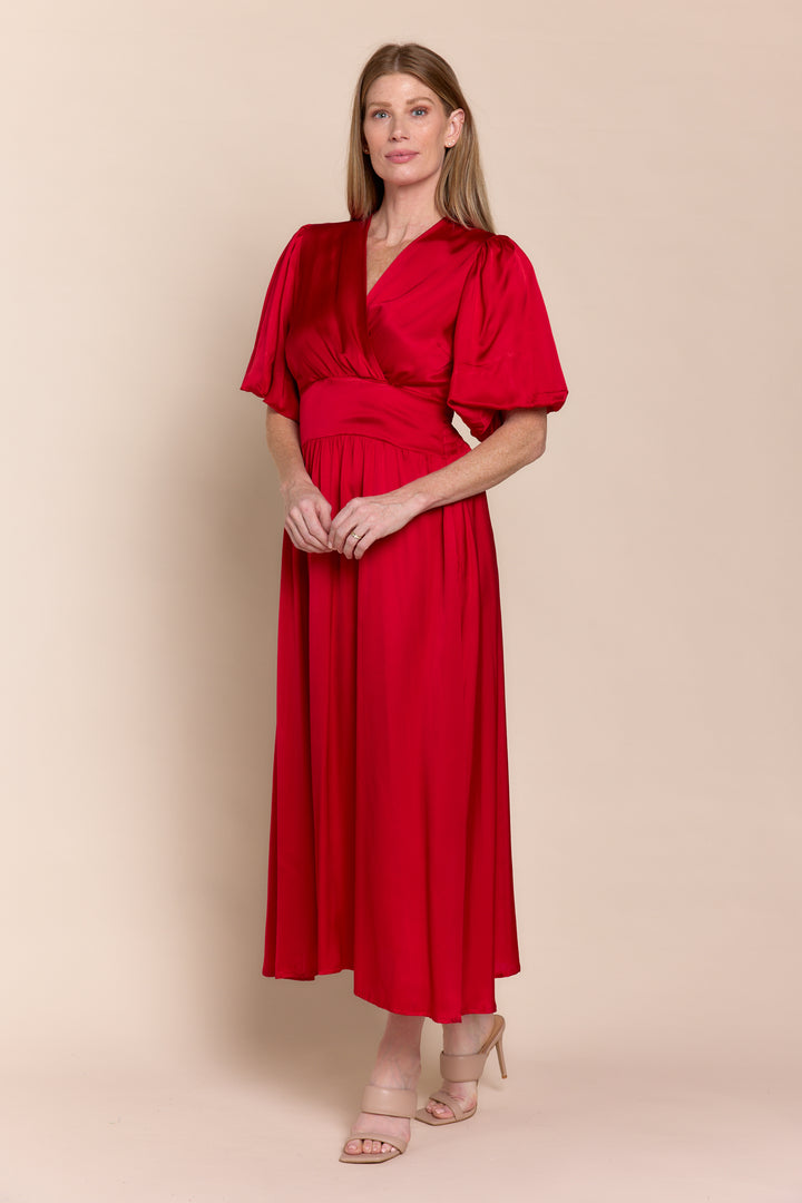 CAROLYN | Dresses | Classics, Dresses, FALL2024, Maxi Dress, Maxi Dresses, NEW ARRIVALS, Satin, Satin Dress, Short Sleeve, SOLIDS | shop-sofia