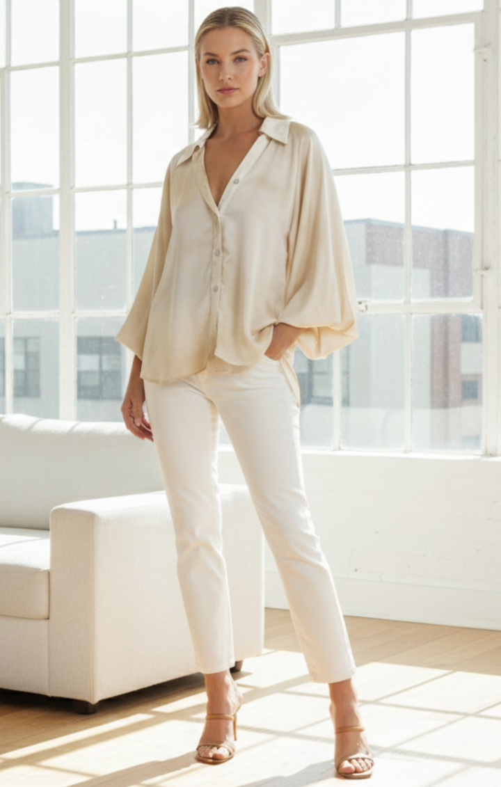 ✨ The Montreal Satin Button-Down Top