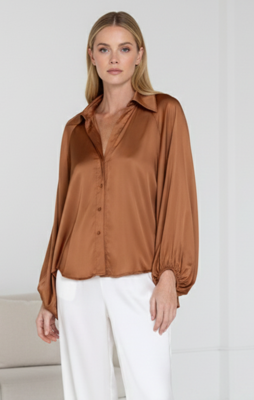 ✨ The Montreal Satin Button-Down Top