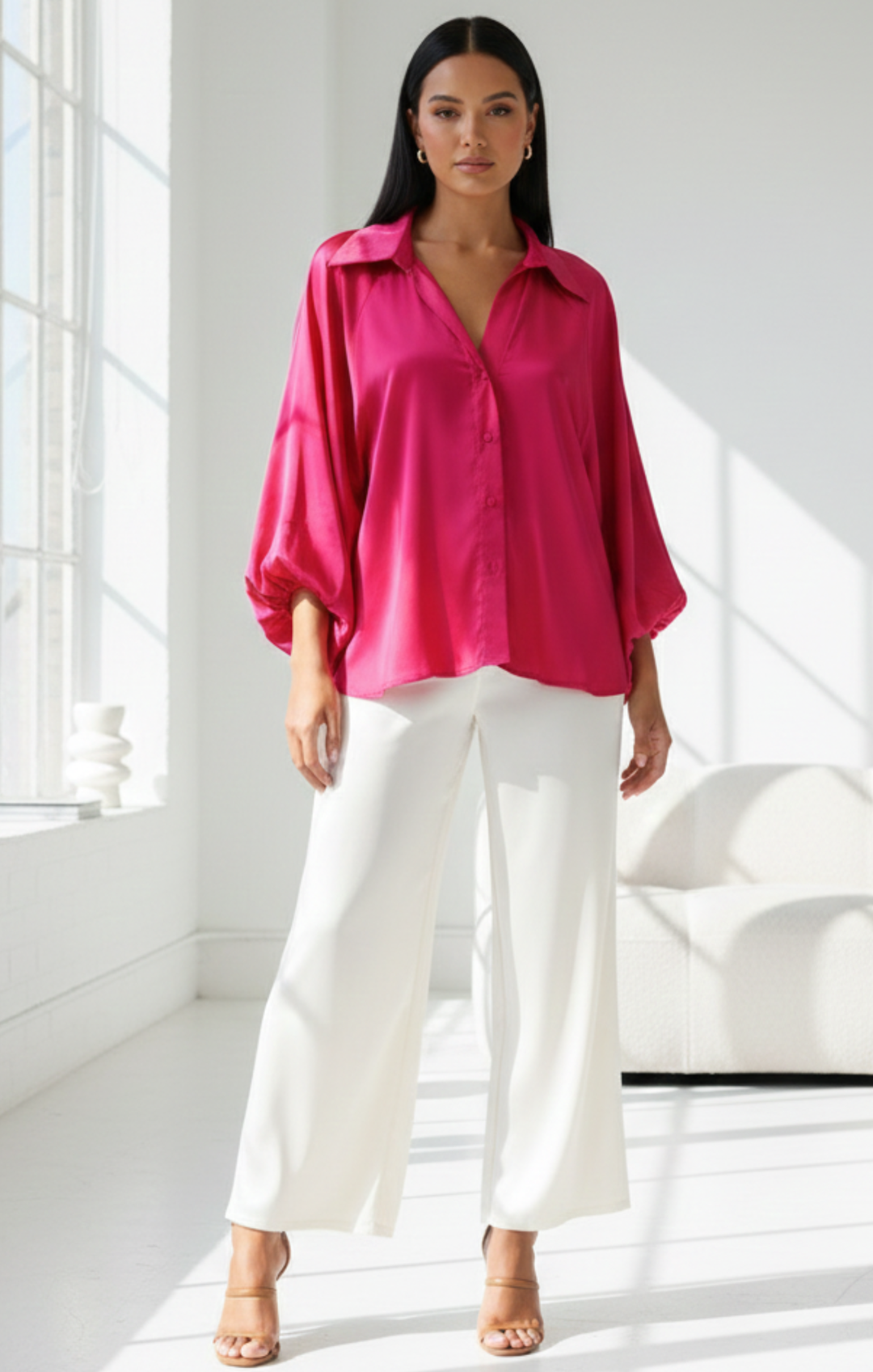 ✨ The Montreal Satin Button-Down Top