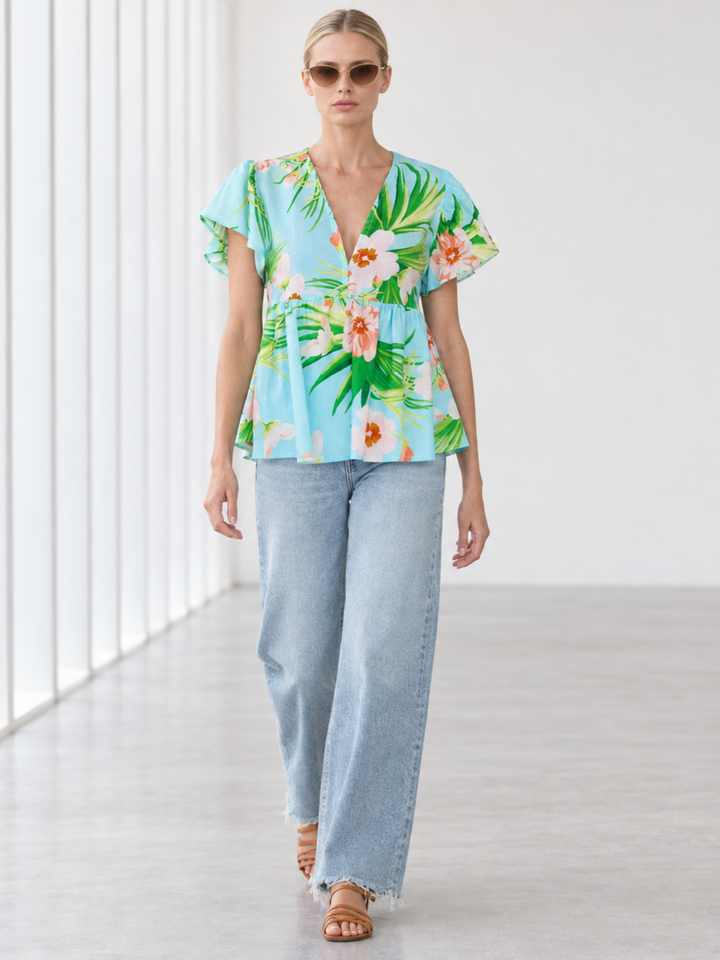 Gysele Floral Peplum Top