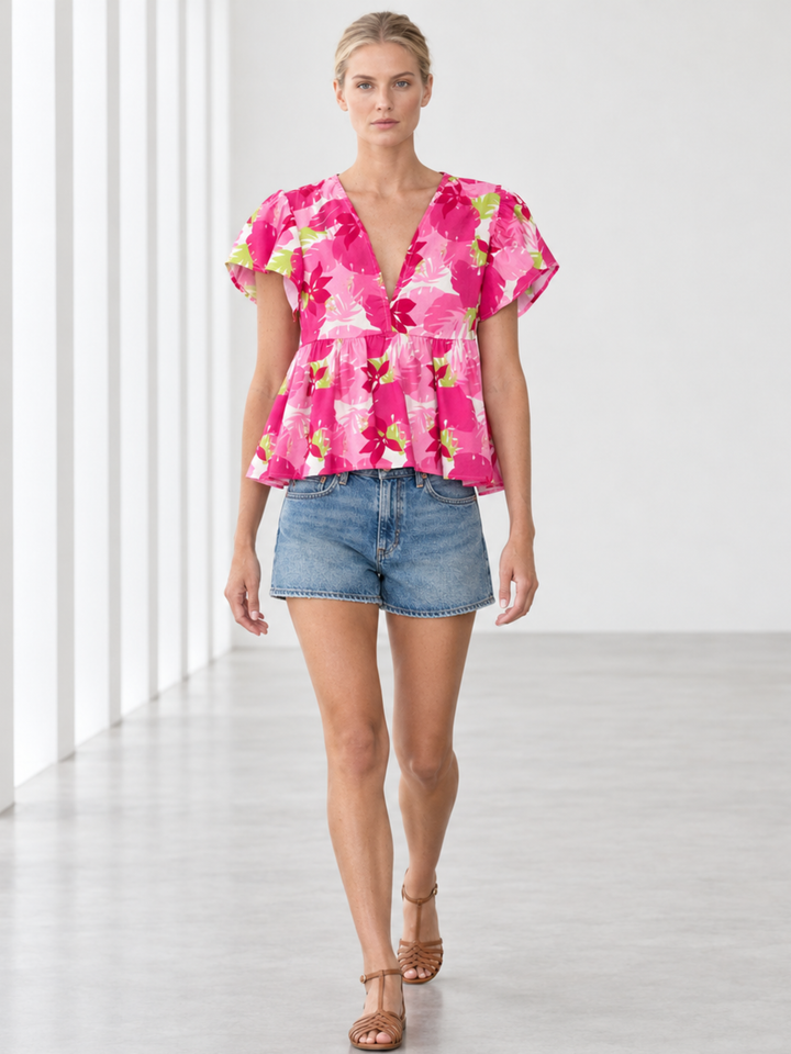 Gysele Floral Peplum Top