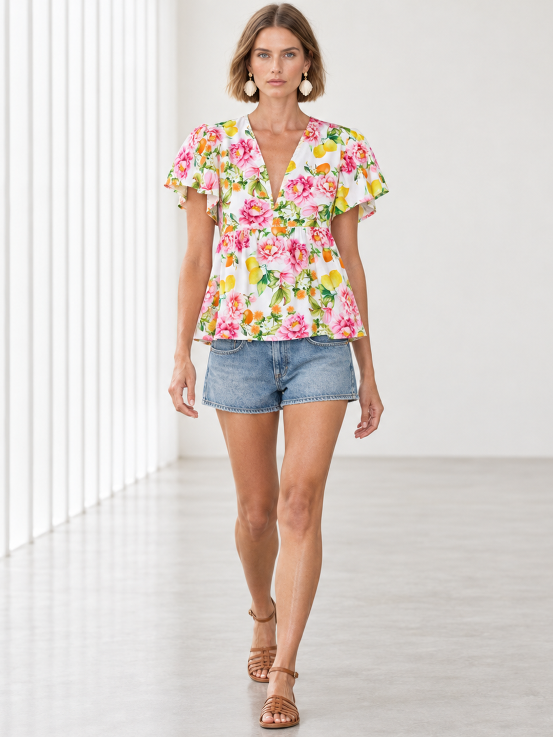 Gysele Floral Peplum Top