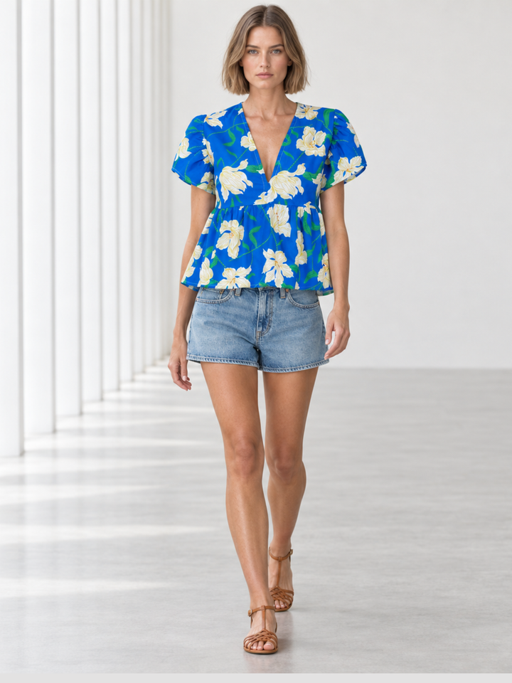 Gysele Floral Peplum Top