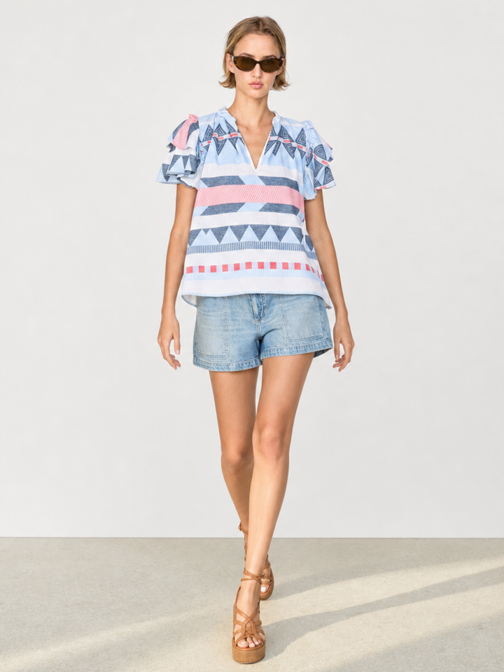 HARA ruffle sleeve top