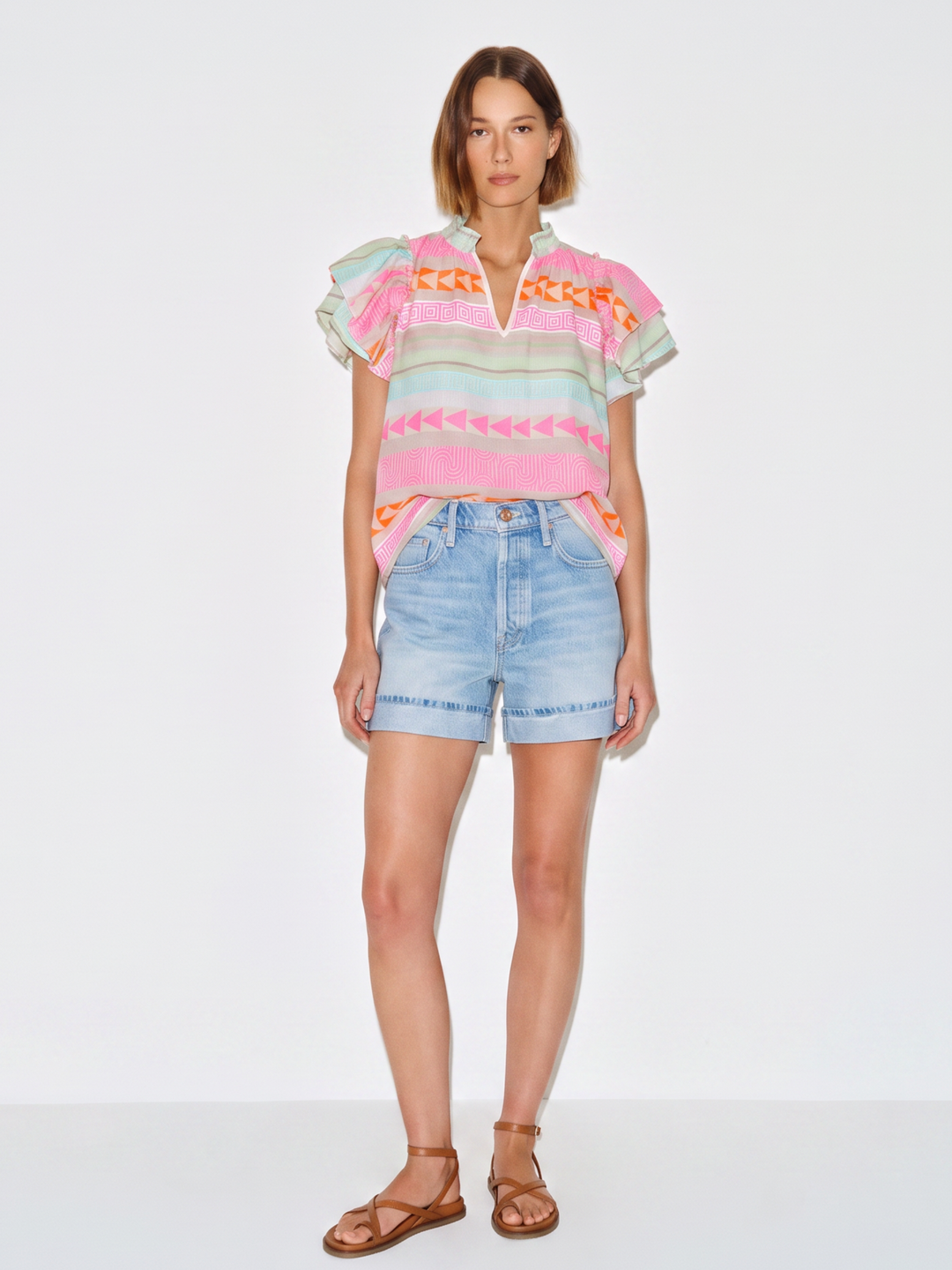 HARA ruffle sleeve top