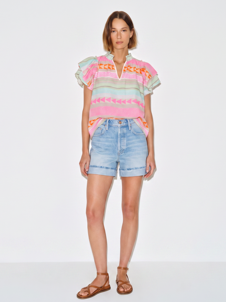 HARA ruffle sleeve top