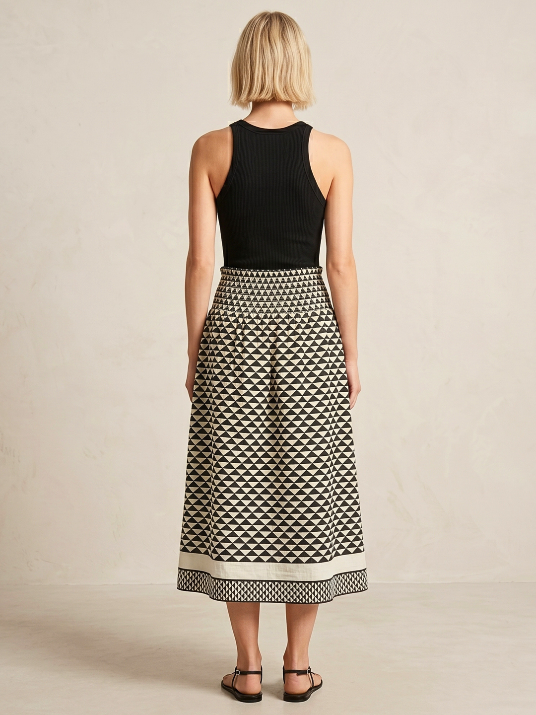 JANIE ELASTIC WAIST MIDI SKIRT