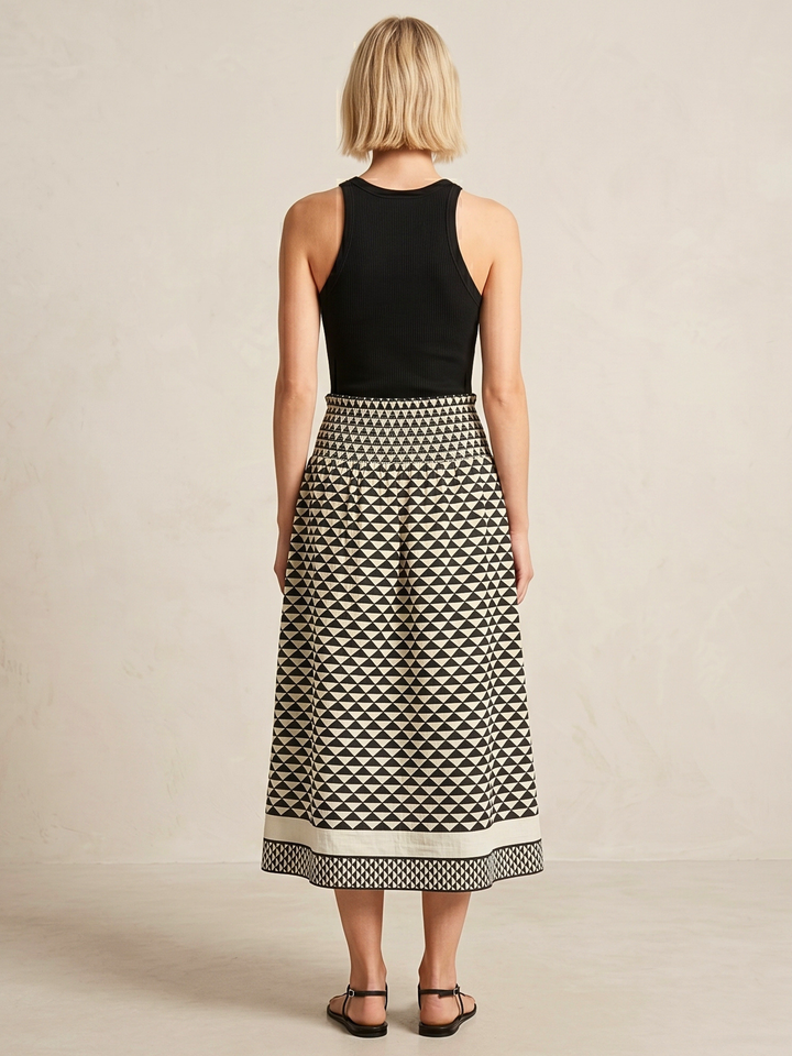 JANIE ELASTIC WAIST MIDI SKIRT