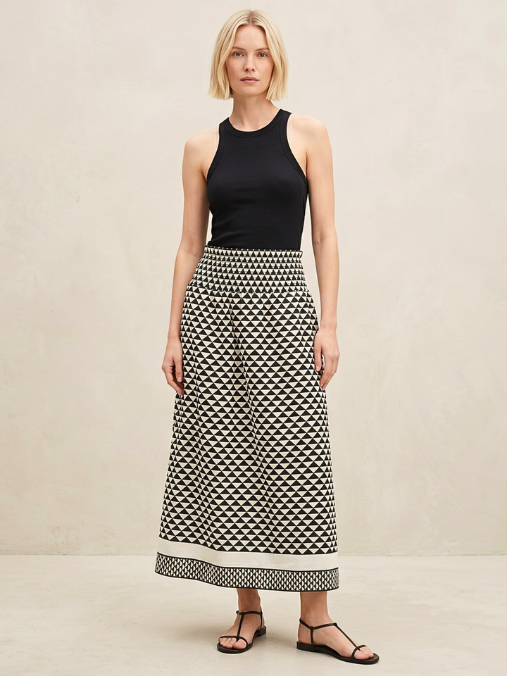 JANIE ELASTIC WAIST MIDI SKIRT