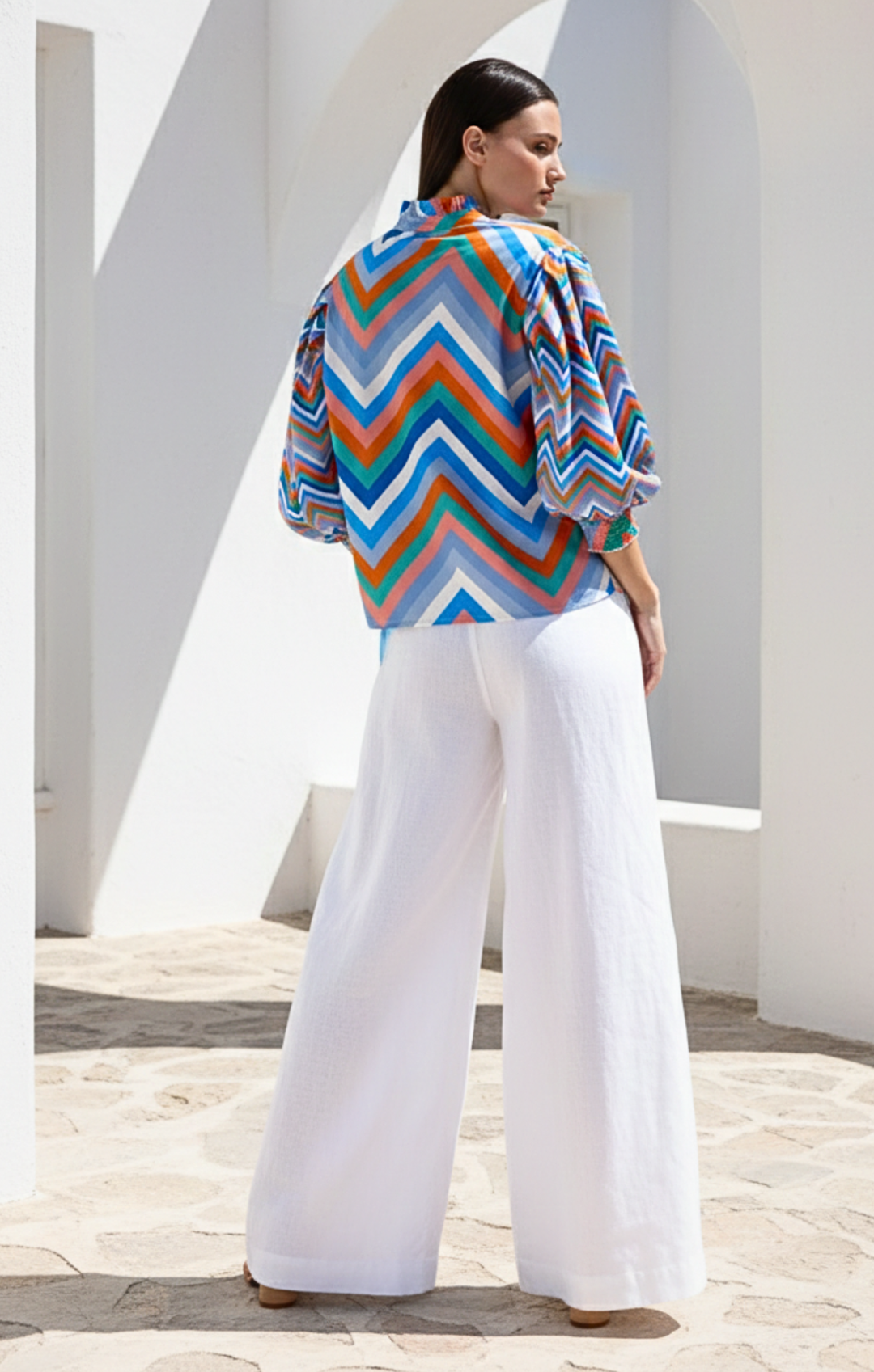 Mara High-Neck Smocked Top