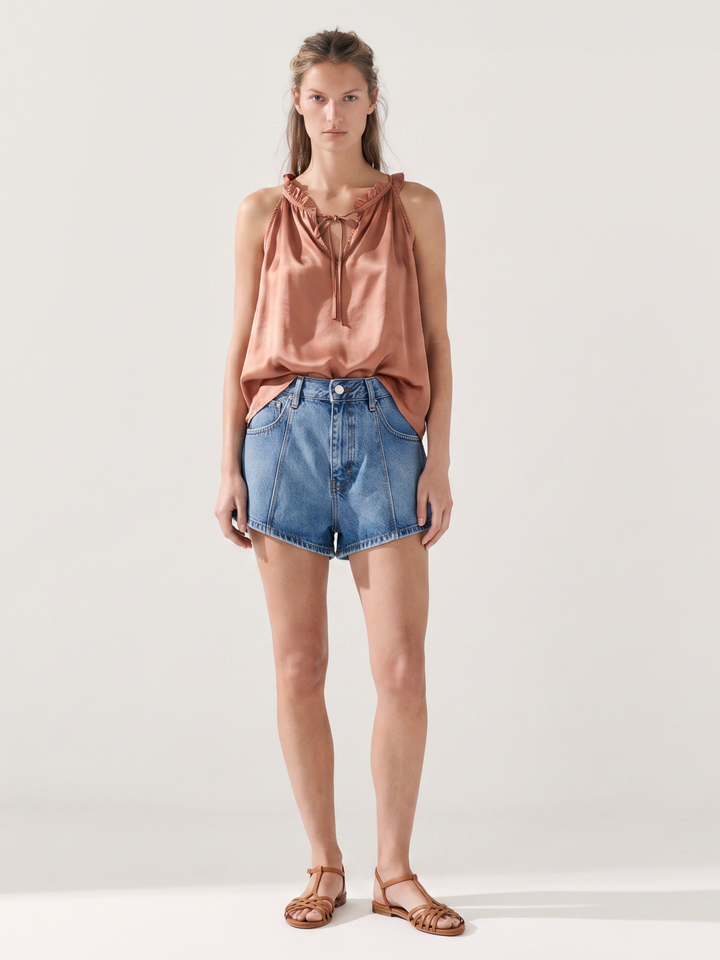 OLIVIA V-NECK SATIN BLOUSE