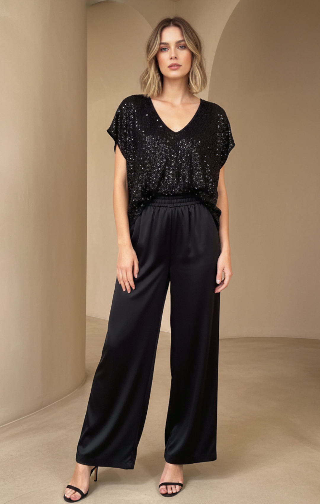 The Irene Dazzling Sequin V-Neck Top