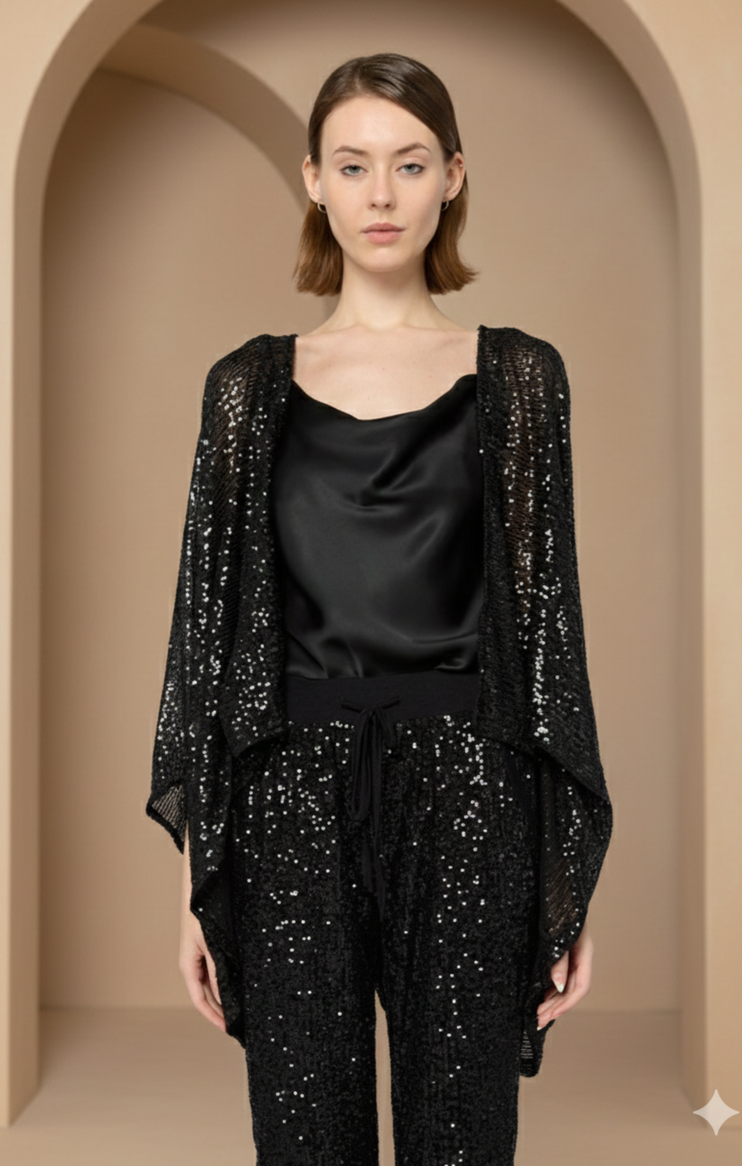 Alina talian-Inspired Sequin Kimono Jacket