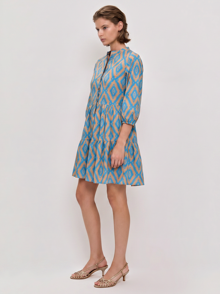 Sage Print Tiered Mini Dress