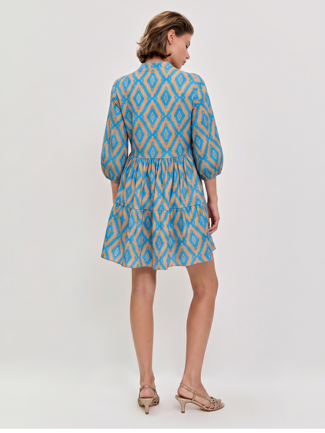 Sage Print Tiered Mini Dress