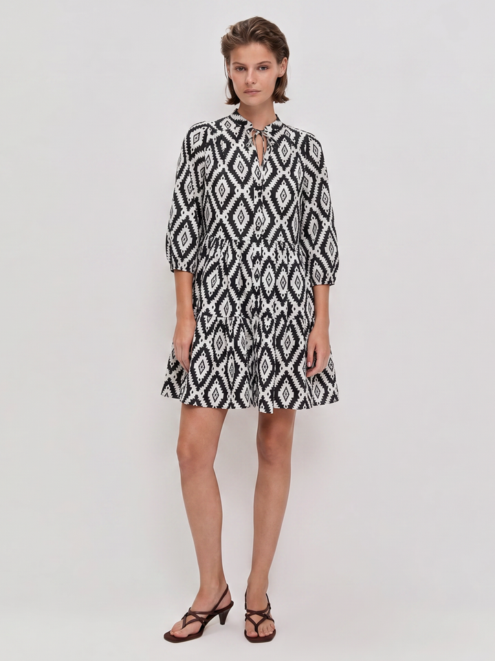 Sage Print Tiered Mini Dress
