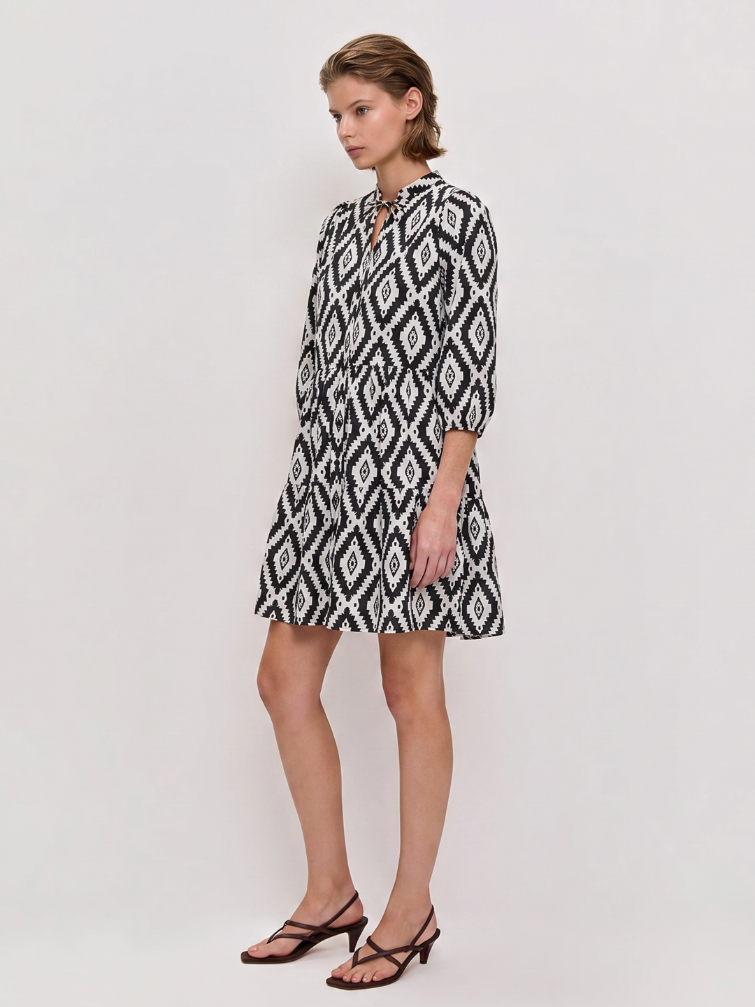 Sage Print Tiered Mini Dress