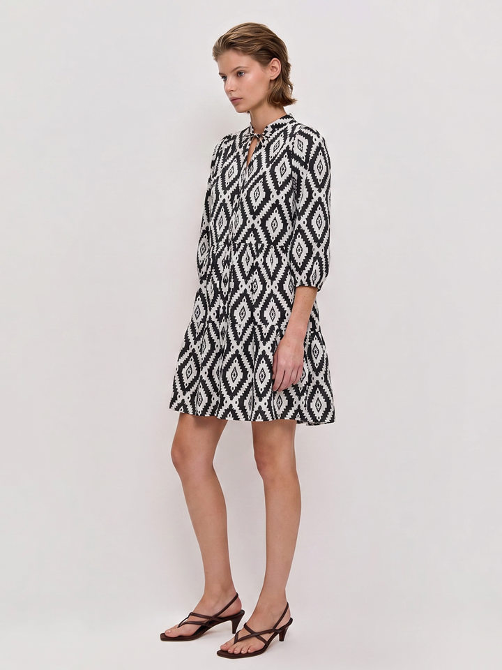 Sage Print Tiered Mini Dress