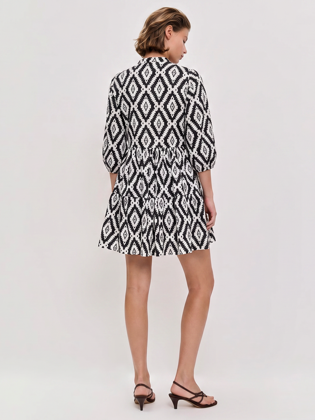 Sage Print Tiered Mini Dress