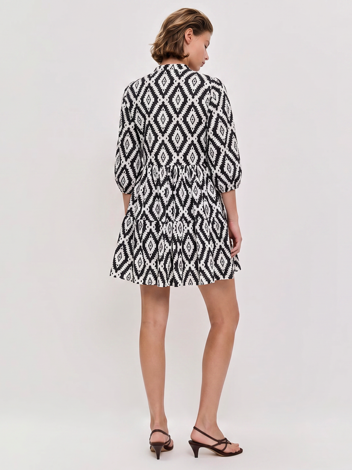 Sage Print Tiered Mini Dress