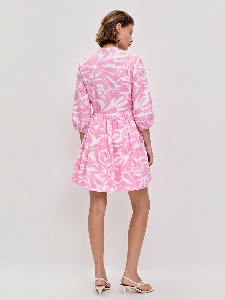 Sage Print Tiered Mini Dress