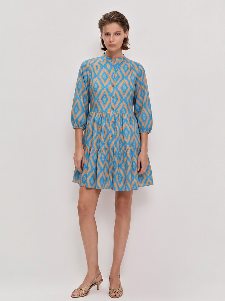 Sage Print Tiered Mini Dress