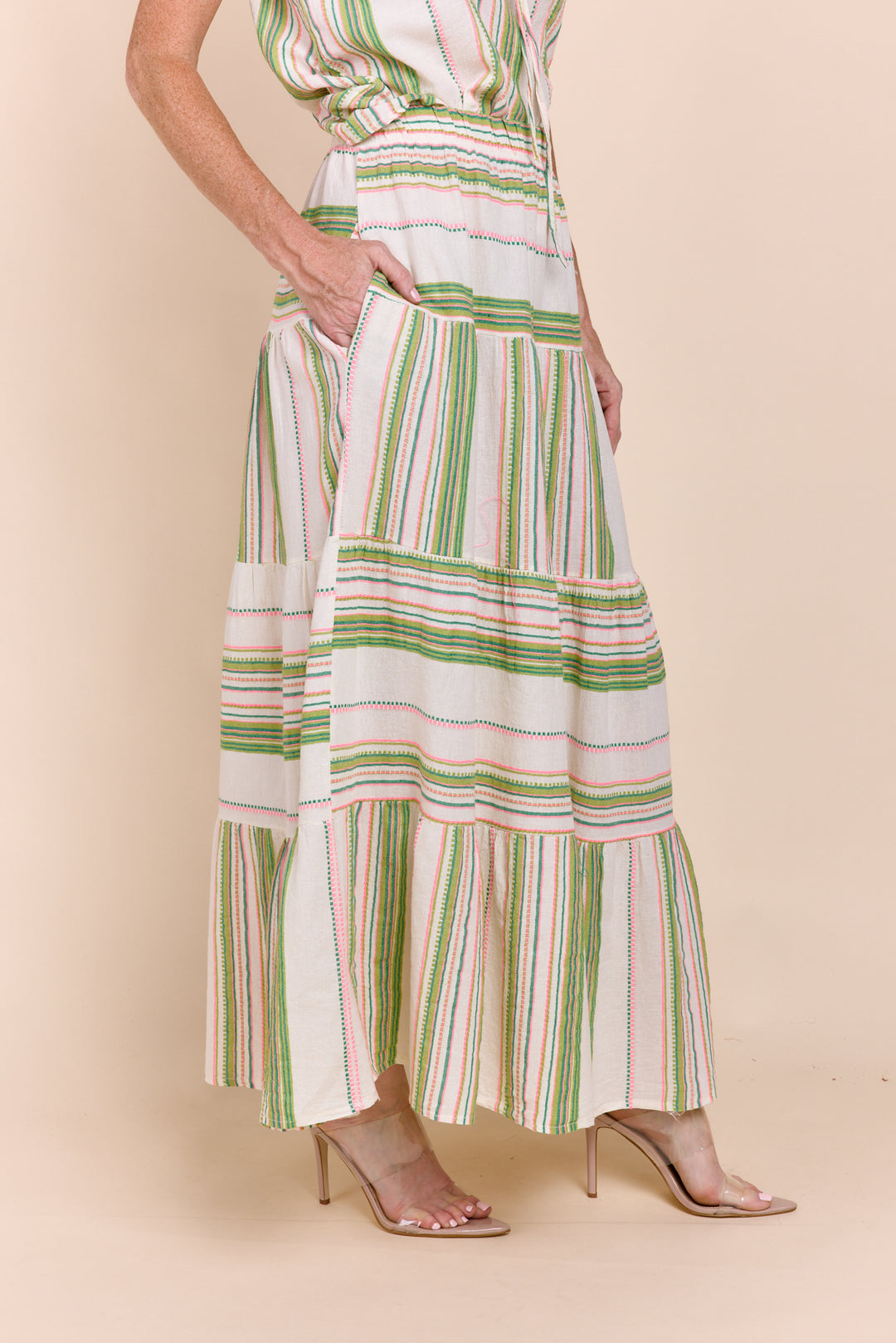 The Azuba :Riviera Tiered  Bohemian Maxi Skirt