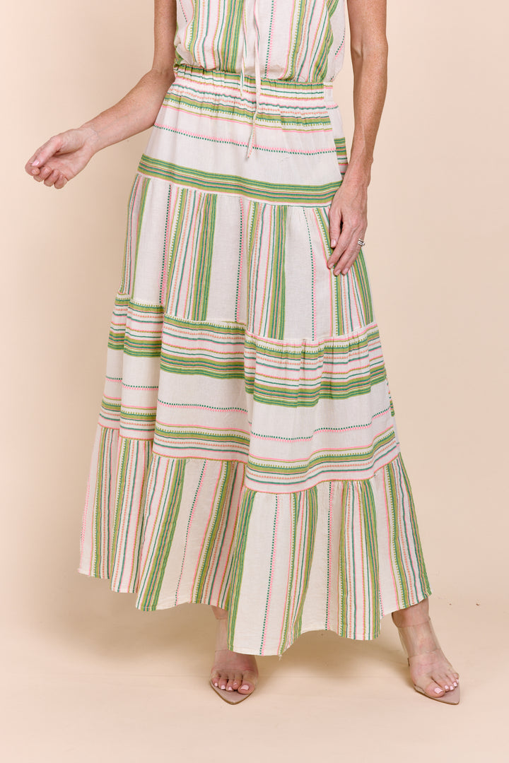 The Azuba :Riviera Tiered  Bohemian Maxi Skirt