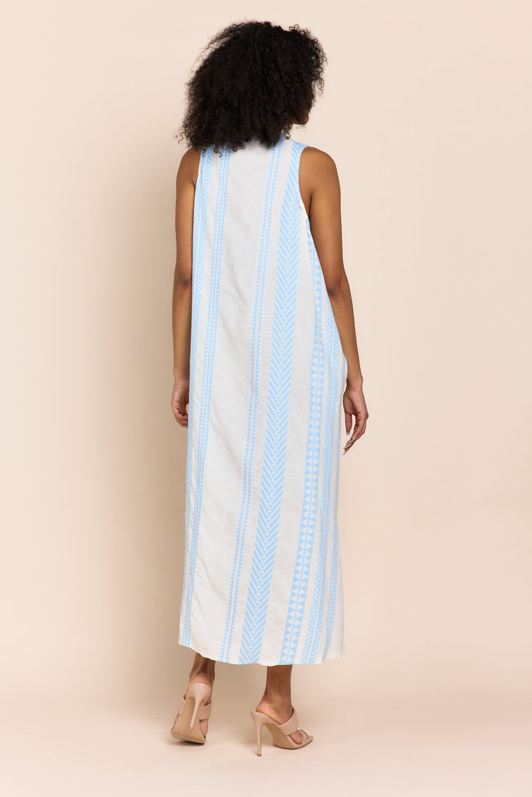 The Tesu Sleeveless Geometric Print Maxi Dress