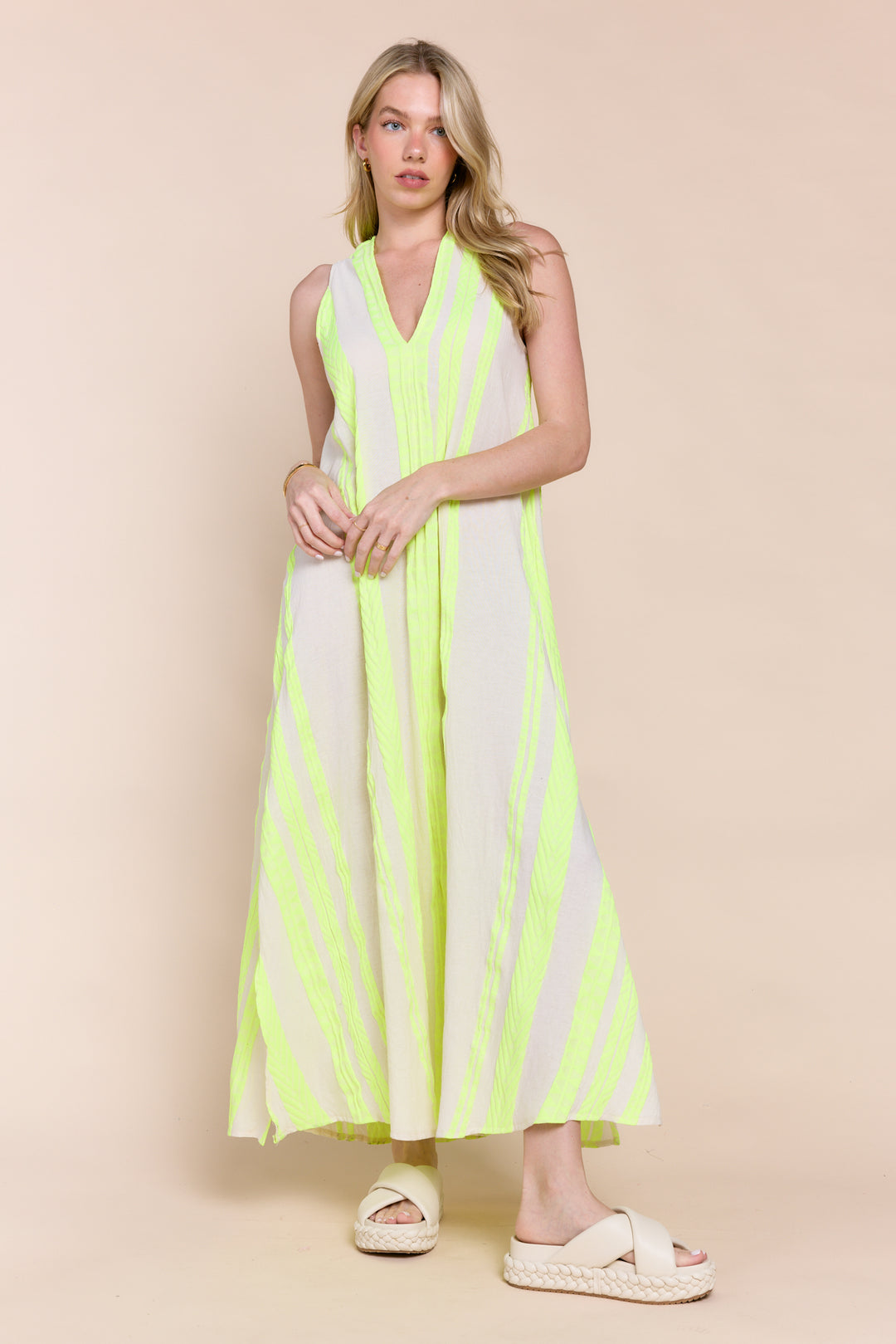 The Tesu Sleeveless Geometric Print Maxi Dress