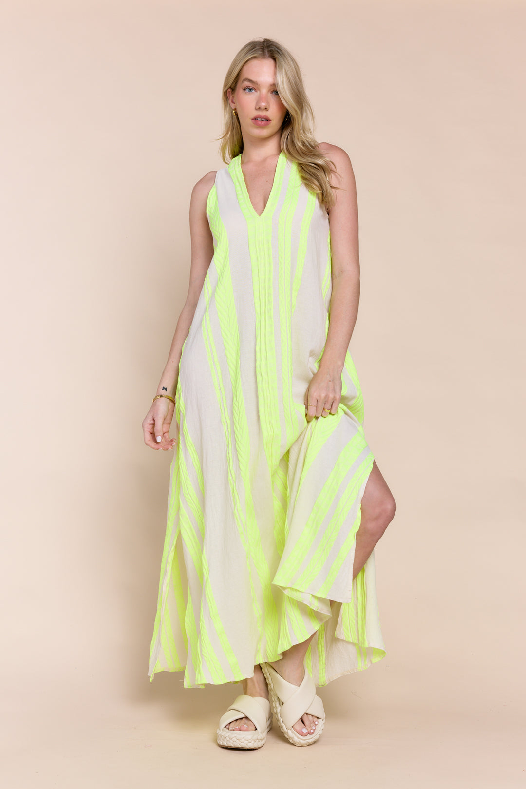 The Tesu Sleeveless Geometric Print Maxi Dress