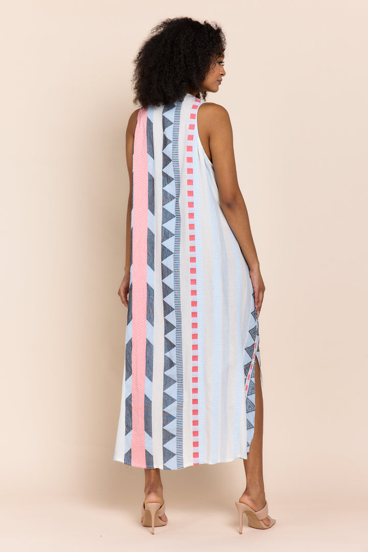 The Tesu Sleeveless Geometric Print Maxi Dress