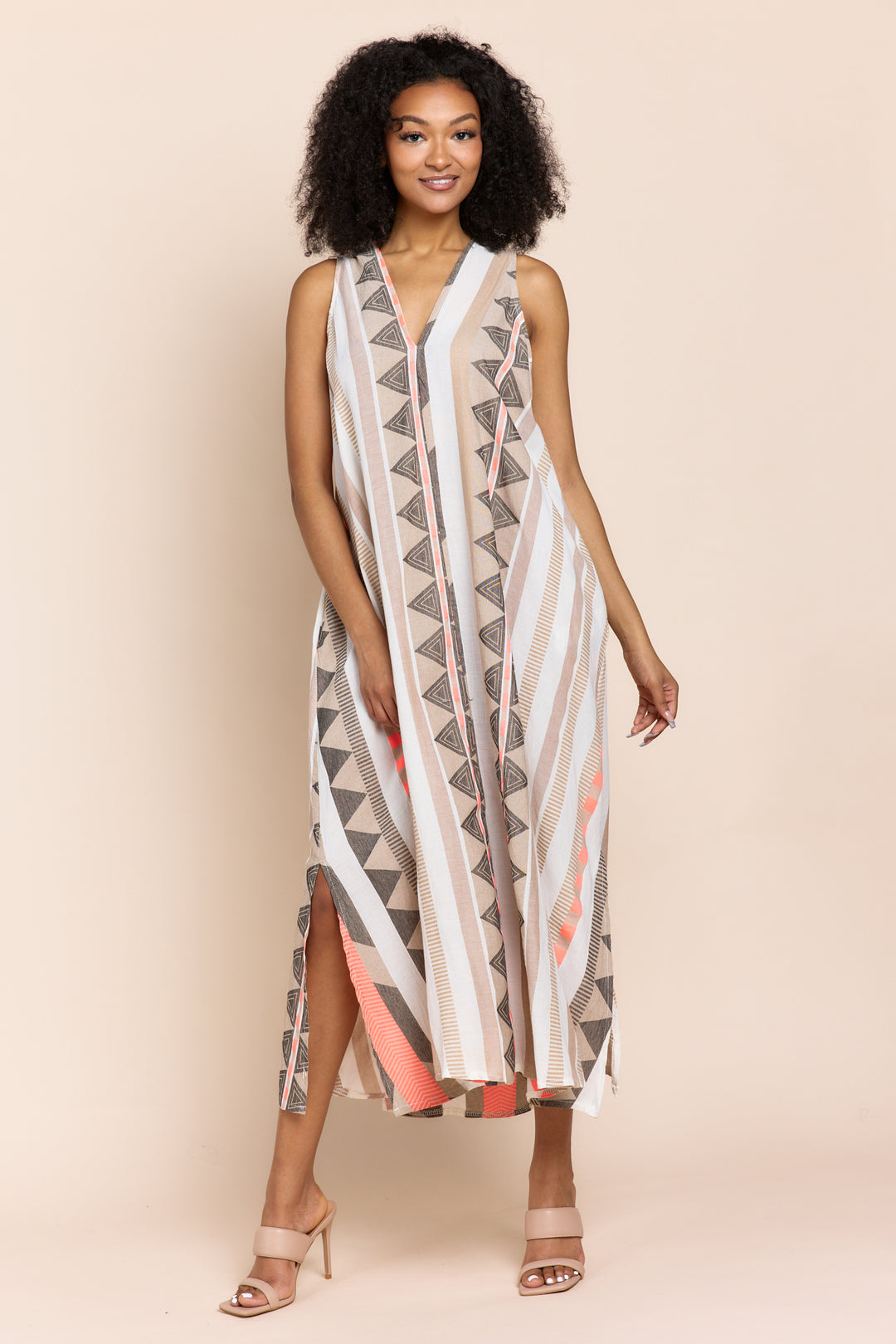 The Tesu Sleeveless Geometric Print Maxi Dress