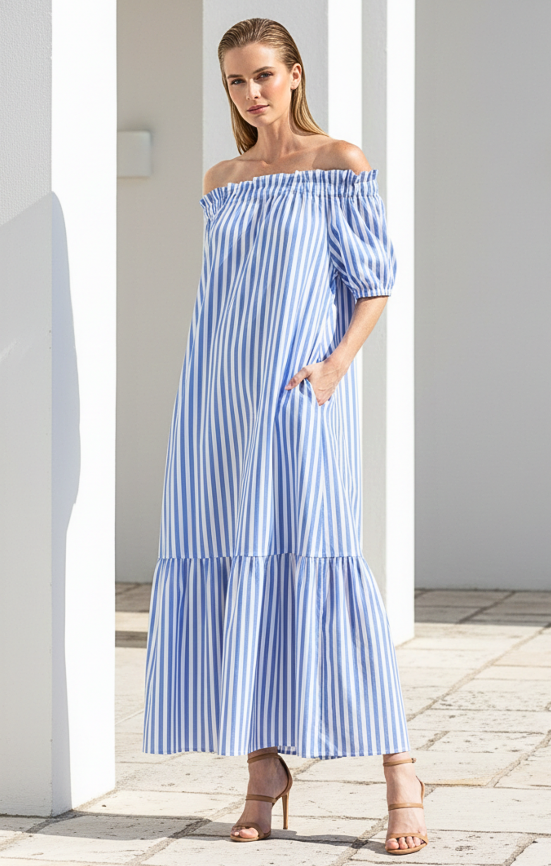 ARIA OFF-THE-SHOULDER MIDI DRESS Shop-Sofia ARIA OFF-THE-SHOULDER MIDI DRESS Shop-Sofia