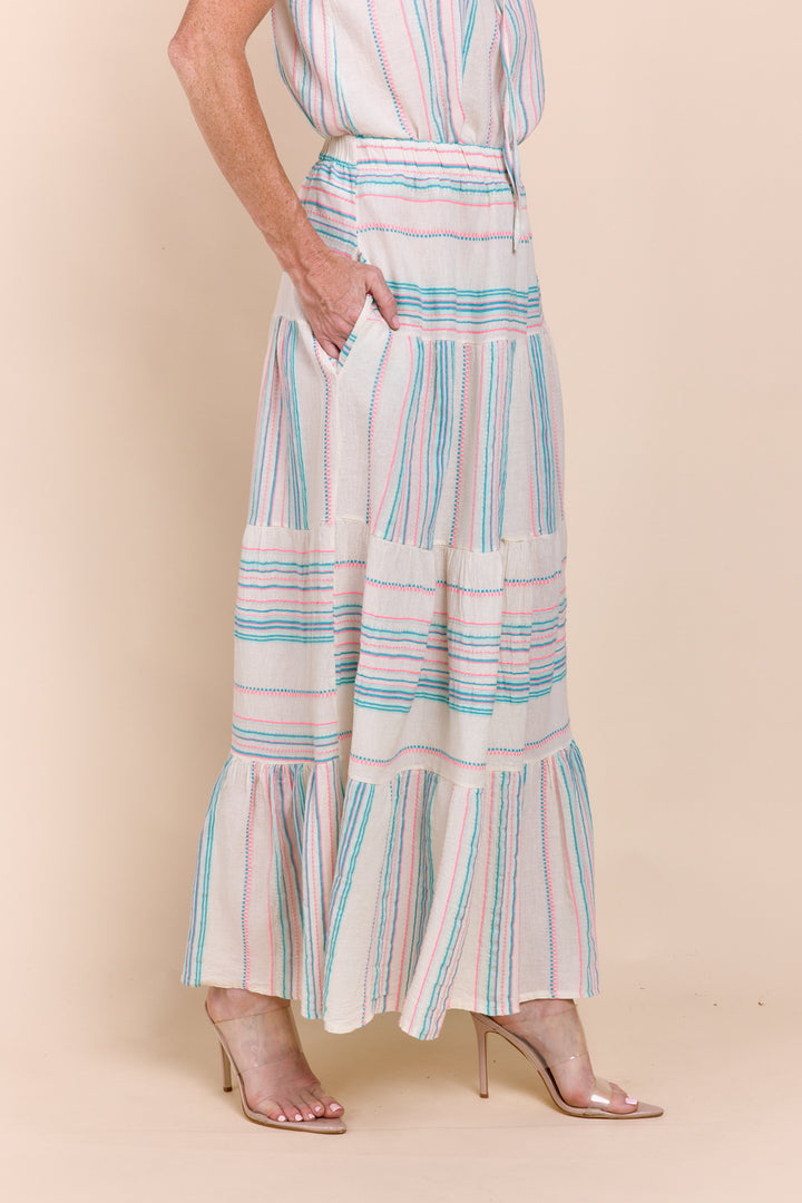 The Azuba :Riviera Tiered  Bohemian Maxi Skirt