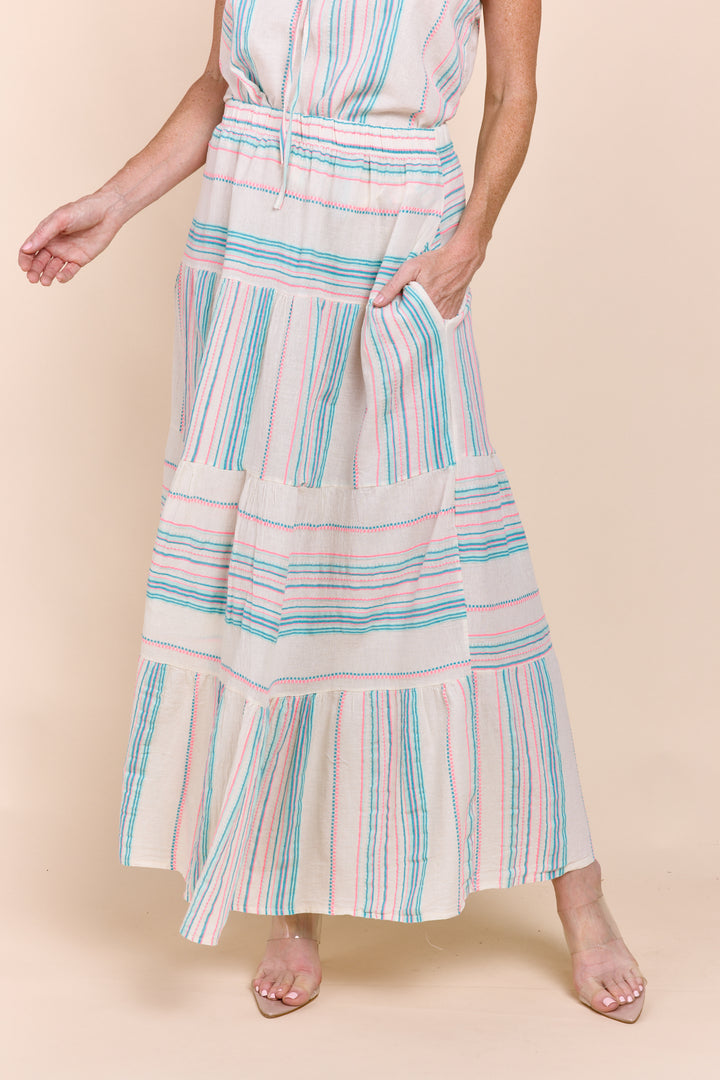 The Azuba :Riviera Tiered  Bohemian Maxi Skirt