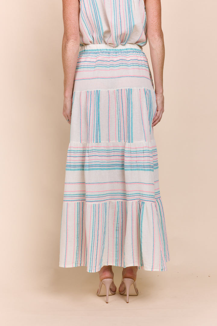 The Azuba :Riviera Tiered  Bohemian Maxi Skirt