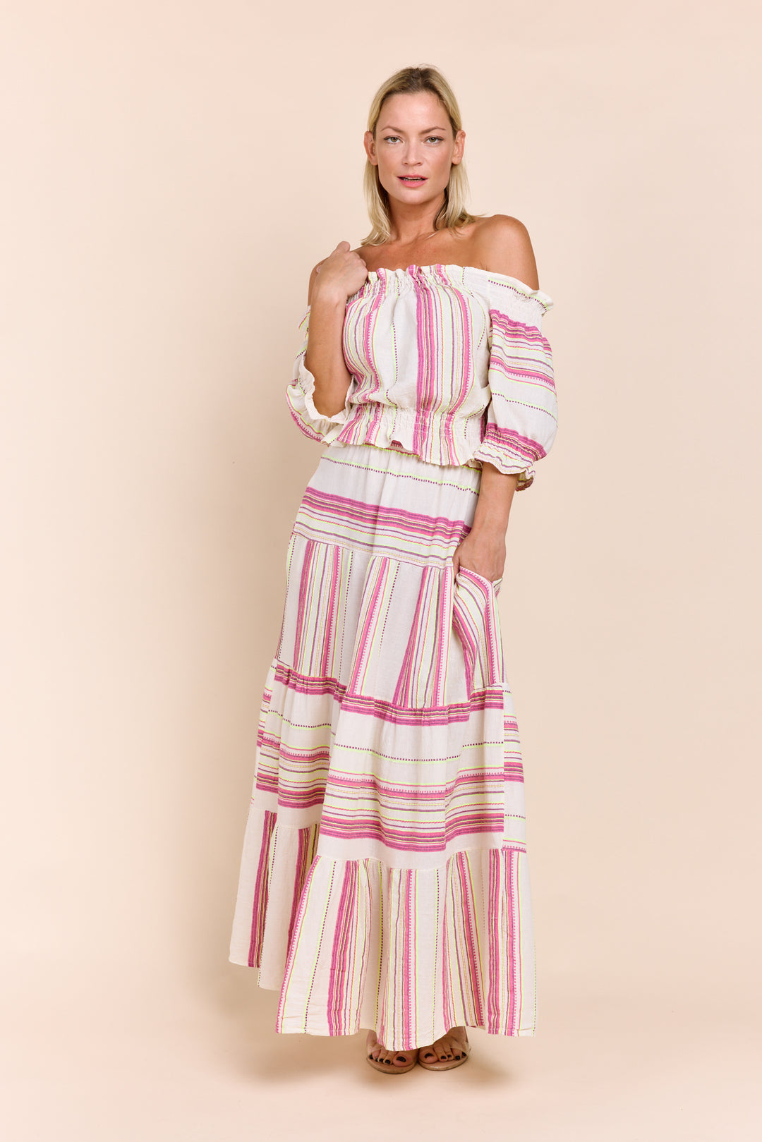 The Azuba :Riviera Tiered  Bohemian Maxi Skirt