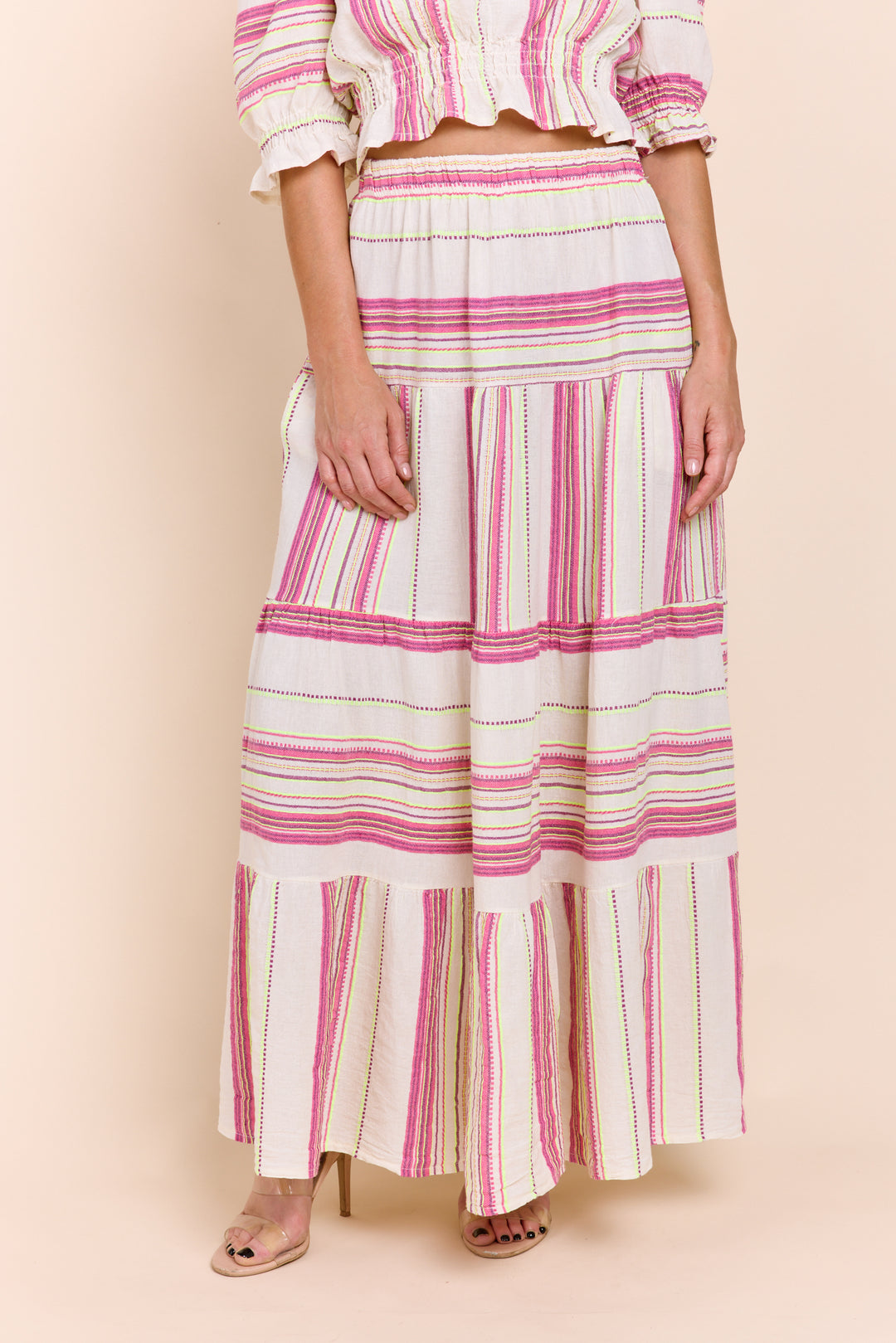 The Azuba :Riviera Tiered  Bohemian Maxi Skirt