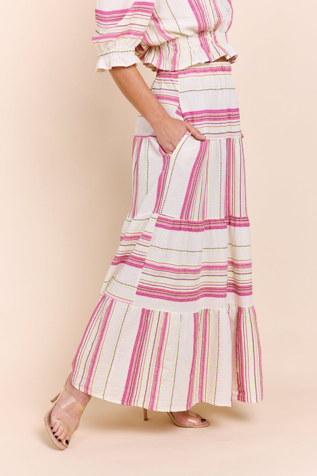 The Azuba :Riviera Tiered  Bohemian Maxi Skirt