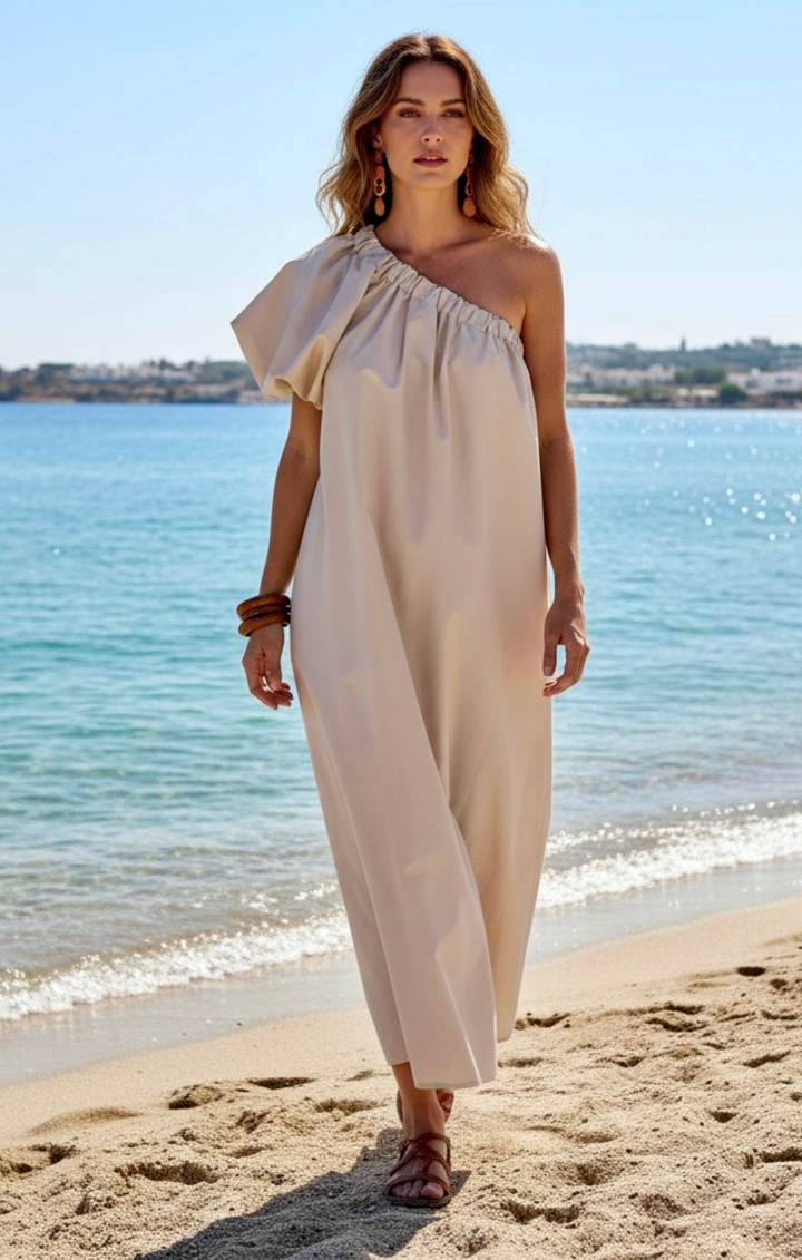 Blaire  One-Shoulder Maxi Dress - Summer Beach Goddess