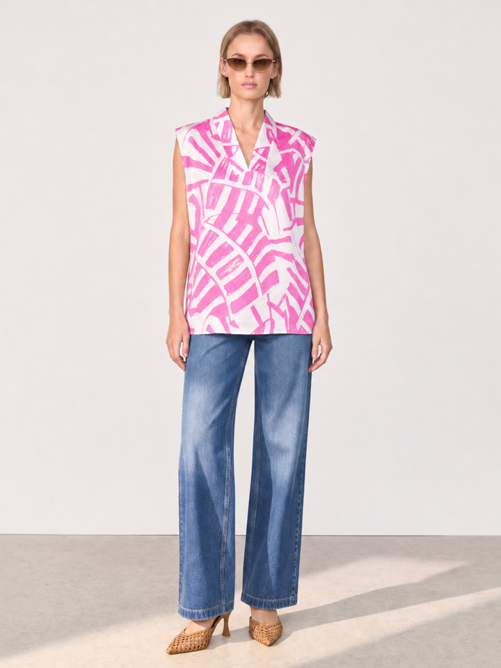 DANA Sleeveless Satin V-Neck Blouse – Relaxed Fit Satin Top