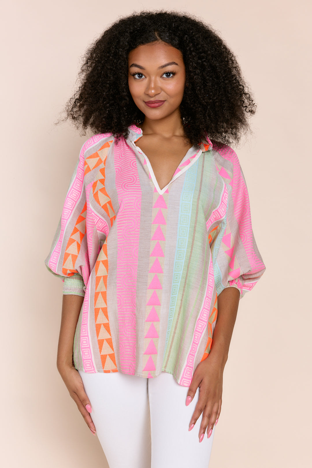 Juliette  Coastal Chic Embroidered Linen-Blend Blouse